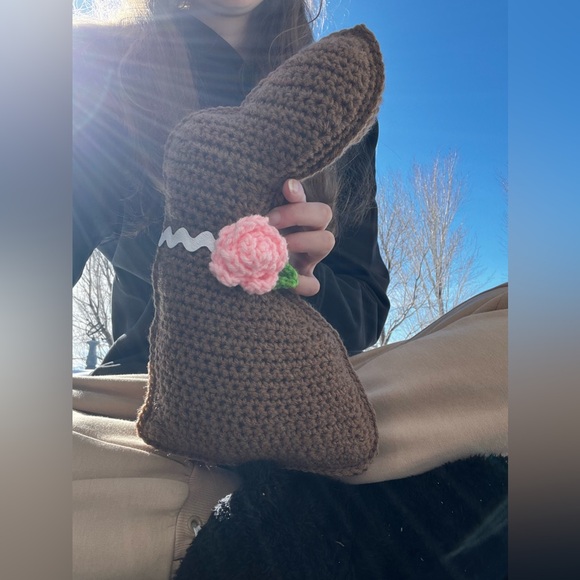 Hand Crocheted Chocolate Easter Bunny Plushie Stuffed Anima Decor! - Picture 5 of 17